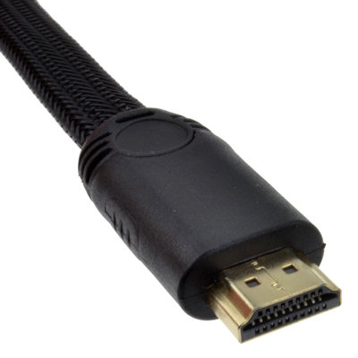 Kenable Black Braided Low Profile Flat Hdmi For Hd Tv High Speed Lead Cable 2M B&Q