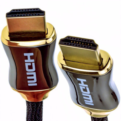 B&Q -  Braided Chrome Hdmi Shielded Cable 4K 2K Supports 3D Arc Ethernet 5M
