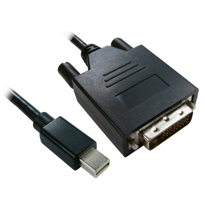 B&Q -  Mini Displayport Male Plug To Dvi-D 24+1 Male Video Cable Black 2M