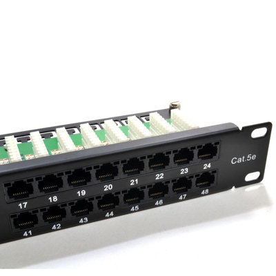 Kenable 1U 48 Port Cat5E Rj45 Networking 19 Inch Rack Patch Panel With Cable Tidy from B&Q