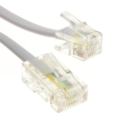 B&Q -  Rj11 Male Plug To 4 Wire Rj45 Male Plug Flat Cable Lead 20M White