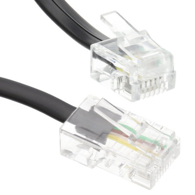 Kenable Rj11 Male Plug To 4 Wire Rj45 Male Plug Flat Cable Lead 5M Black from B&Q
