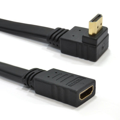 Kenable Right Angle 270 Flat Hdmi Extension Cable Plug To Female Socket 0.2M 20Cm from B&Q