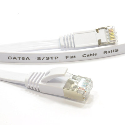 Kenable Flat Cat6A S Stp Shielded 500Mhz Ethernet Lan Cable Rj45 0.25M White from B&Q