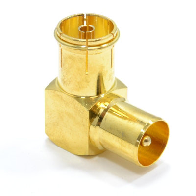 Kenable Rf Right Angle Adapter Plug To Socket For Tv Coax Aerial Cables Gold - Image 3
