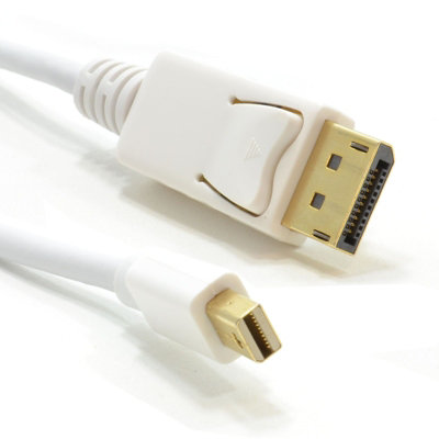 B&Q -  Mini-Displayport Male Plug To Display Port Plug Monitor Cable White 3M