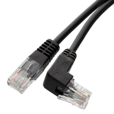 B&Q -  Cat5E Copper Rj45 Straight To Right Angle Plug Up Ethernet Network Cable 1MBlack