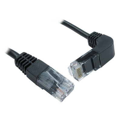 B&Q -  Cat5E Copper Rj45 Straight To Right Angle Plug Down Ethernet Network Cable 0.5MBlack