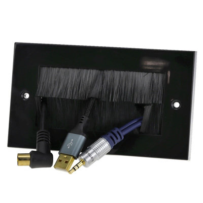 Kenable Cable Entry Exit Brush Faceplate For Wall Outlet Uk Double Gang Black from B&Q