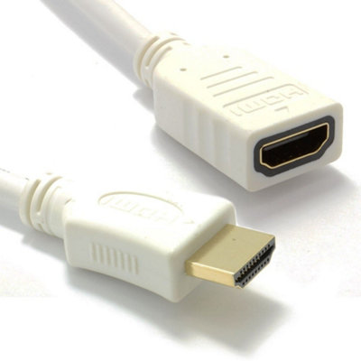 B&Q -  White Hdmi 1.4 High Speed 3D Tv Extension Lead Male Female Cable 0.25M