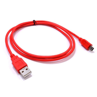 B&Q -  Usb 2.0 A To Mini B Data And Charging Shielded Cable 1M Red