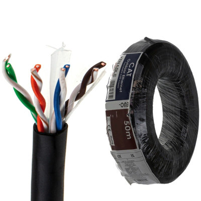 Kenable External Cat6 Outdoor Use Copper Ethernet Network Cable Reel Utp 50M Black from B&Q