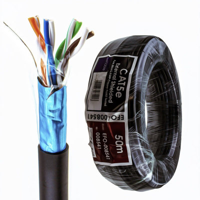 Kenable External Shielded Cat5E Outdoor Copper Ethernet Cable F Utp Reel 50M from B&Q
