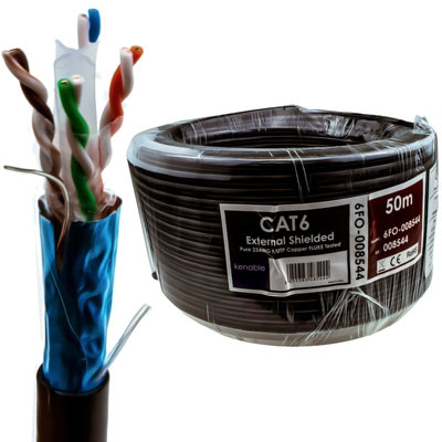 Kenable External Shielded Cat6 Outdoor Use Copper Ethernet Cable F Utp Reel 50M from B&Q