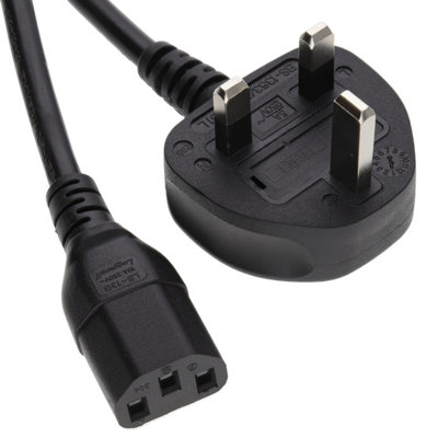 Kenable Power Cable Uk Plug (5A Fused) To Iec C13 0.75mm Lead 2M Black from B&Q