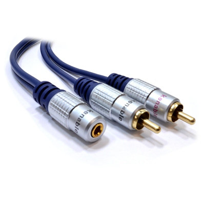 B&Q -  Pure 3.5mm Stereo Jack Socket To 2 Phono Plugs Audio Extension Cable Gold 2M