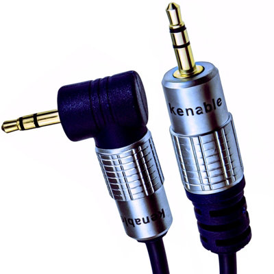 B&Q -  Pure Right Angle 3.5mm Stereo Jack To Jack Cable Gold 5M