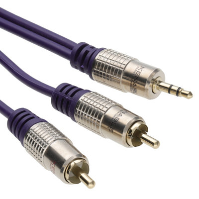 Kenable Pure Hq Ofc 3.5mm Stereo Jack To 2 Rca Phono Plugs Cable Gold 1.5M from B&Q