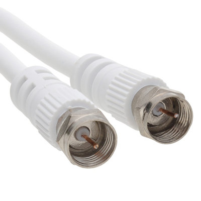 B&Q -  Satellite F Connector Plug To Plug 75 Ohm Rg59 Cable White Lead 20M