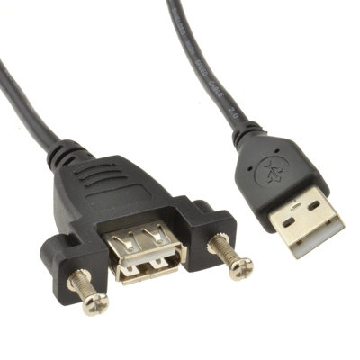 Kenable Usb 2.0 Panel Mount Female A Socket To A Plug 24Awg Cable 0.15M 15Cm Black from B&Q