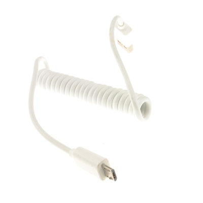 Kenable Coiled Shielded Micro B Data And Charging Cable Usb 2.0 White 1M from B&Q