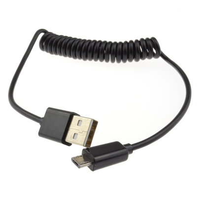 Kenable Coiled Shielded Micro B Data And Charging Cable Usb 2.0 Black 1M from B&Q