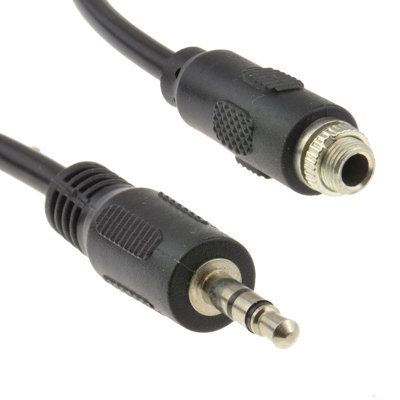B&Q -  3.5mm Stereo Panel Mount Socket To 3.5mm Jack Plug Cable Lead 15Cm