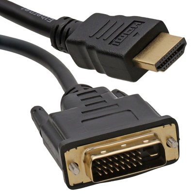 B&Q -  Dvi-D 24+1Pin Male To Hdmi Digital Video Cable Lead Gold 0.5M 50Cm