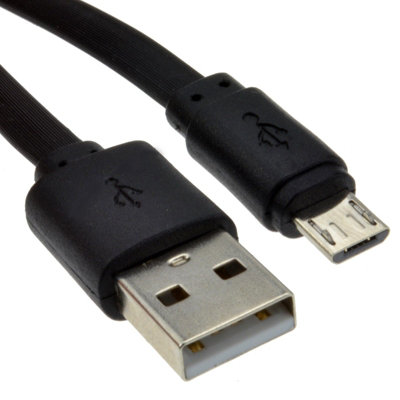 Kenable Flat Usb A To Micro B Fast Charge Cable 24Awg Cable 0.25M Lead Black