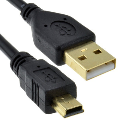 B&Q -  Gold 24Awg Usb 2.0 Hi-Speed A To Mini-B 5 Pin Cable Power & Data Lead 0.25M 25Cm