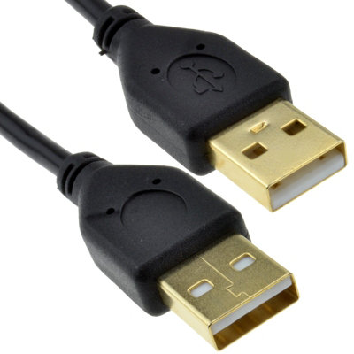 B&Q -  Gold Usb 2.0 A To A (Male To Male) High-Speed Black Cable 0.5M Short