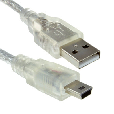 Kenable Clear Mini-B 5 Pin Usb 2.0 Hi-Speed Cable Lead Power & Data 24Awg 0.5M Ferrite from B&Q