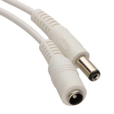 Kenable 5.5 X 2.1mm Dc Power Plug To Socket Cctv Extension Cable 0.5M White from B&Q