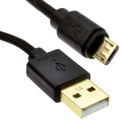 Kenable Braided Gold Usb 2.0 A To Micro B Fast Charger Cable 24Awg 0.5M Black from B&Q