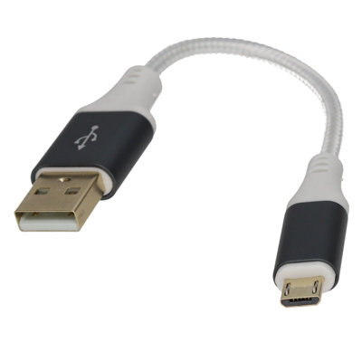 B&Q -  Braided Metal Ended Gold Usb 2.0 A To Micro B 24Awg Cable 0.15M Silver