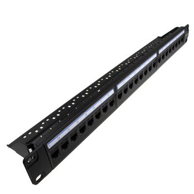 B&Q -  24 Port Rj45 Cat5E In Line Pass Through Keystone Coupler 19 Inch Patch Panel