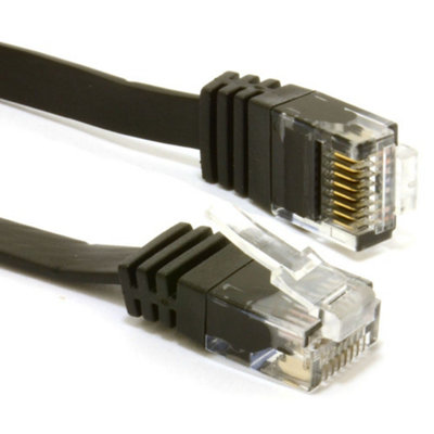 Kenable Flat Cat6 Ethernet Lan Patch Cable Low Profile Gigabit Rj45 1.5M Black from B&Q