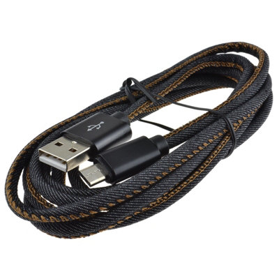 B&Q -  Denim Usb 2.0 Fast Charge Micro B Cable Android Phone 22Awg 2M