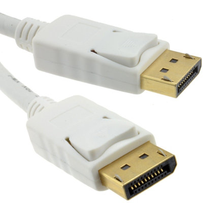 B&Q -  Displayport V1.2 4K Compatible Male Locking Plugs Cable 2M White
