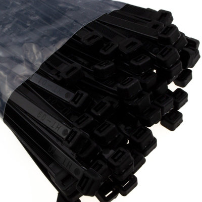 Entie Black Cable Ties 7.6mm X 400mm Nylon 66 Ul Approved (100 Pack) from B&Q