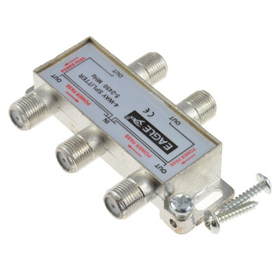 B&Q -  F-Type Screw Connector Satellite Splitter 1 Input To 4 Out 5-2.45Ghz