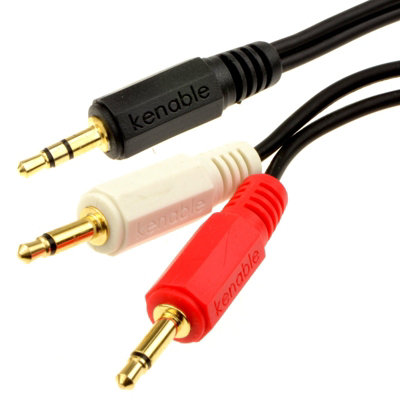 Kenable 3.5mm Stereo Aux Jack To Twin Mono 3.5mm Jack Plugs Ofc Audio Cable Gold 2M from B&Q