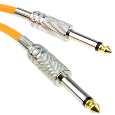 Kenable Pro 6.35mm Low Noise Guitar Cable Metal Connectors Orange 4M Gold