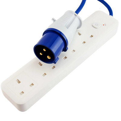 B&Q -  4 Way 16A Motorhome Caravan Camping Mains Electric Hook Up Extension Lead 1M