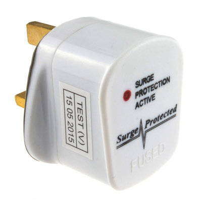Kenable Rewireable Surge Protected 3 Pin Uk Mains Plug Fitted 3A Amp Fuse White from B&Q