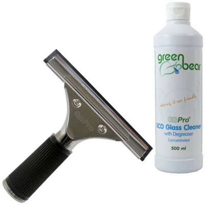 Gbpro Professional Window Squeegee Stainless Wiper 15Cm/6" + Eco Concentrated Glass Cleaner With Degreaser - Set
