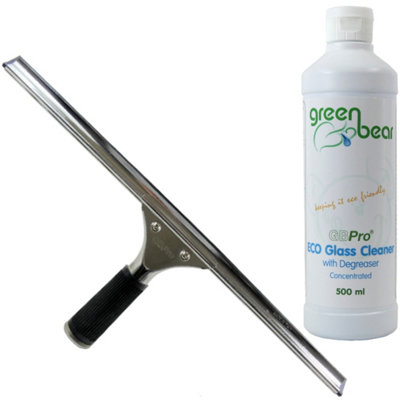 Gbpro Professional Window Squeegee Stainless Wiper 45Cm/18" + Eco Concentrated Glass Cleaner With Degreaser - Set