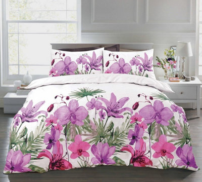 Kampala Hill Nightzone Lily Lilac Duvet Cover Set Double Bedding Set With Pillowcases from B&Q