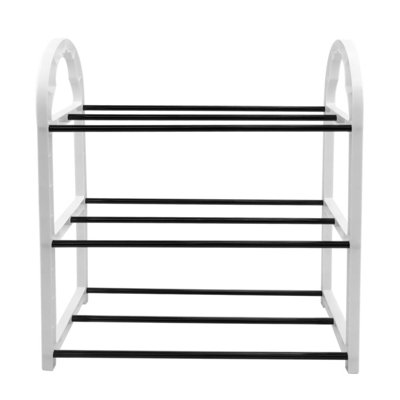 Amos White/Black 3-Tier Mini Shoe Rack Organiser - &