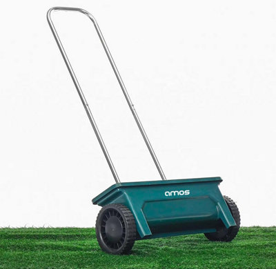 Amos Lawn Spreader 12L Push Along Garden Spreader On Wheels For Grass SeedFeed & Fertilisers